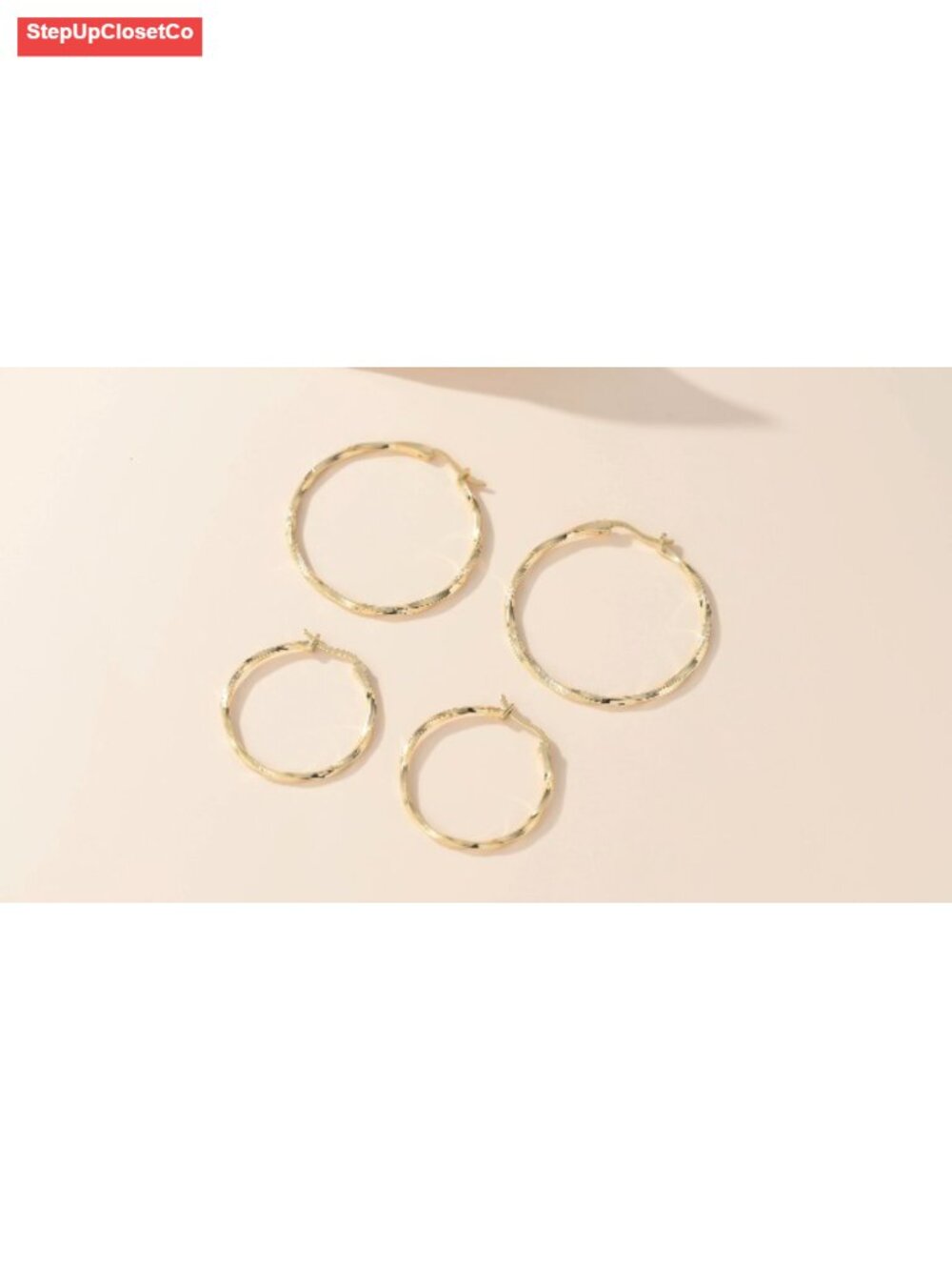 14K Gold Twisted Hoop Earrings for Women Hypoallergenic Secure Hinge Clasp - Picture 6 of 6